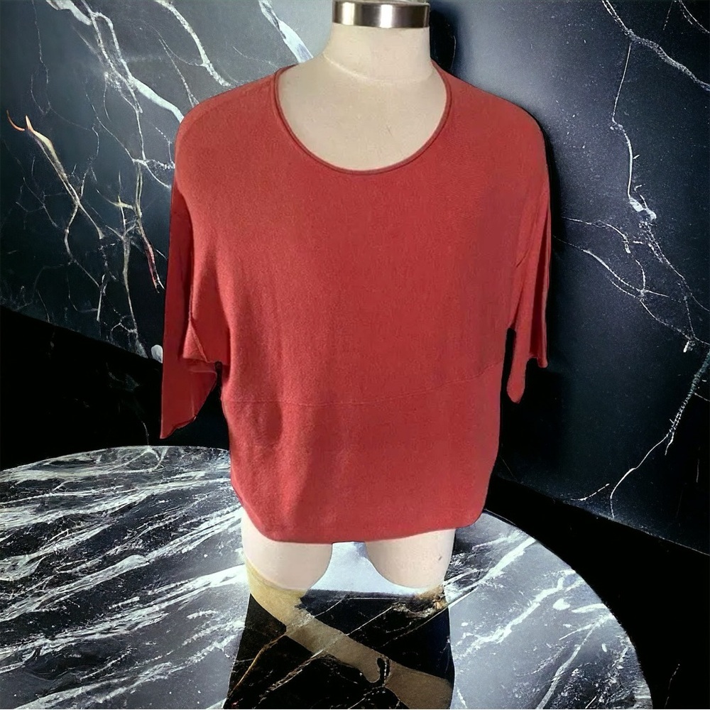 Pure J Jill Womens Salmon Cashmere & Cotton 3/4 Sleeve Blouse Size XS Oversized